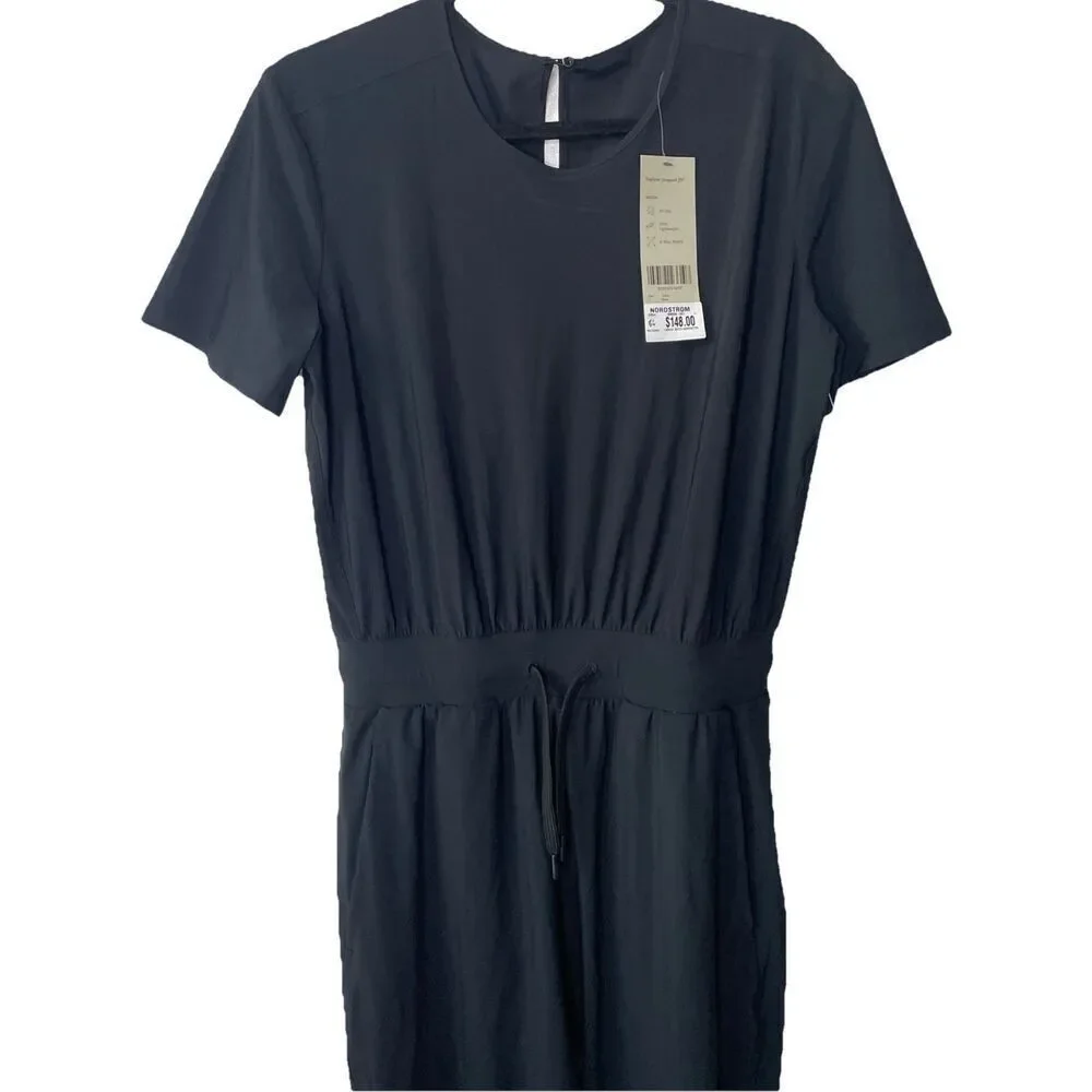 NWT's Sweaty Betty L71809 Womens Black Explorer Short Sleeve Jumpsuit 29” Sz L U
